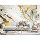 Papel de Parede IMPress�o Textura M�rmore Dourado e Branco MP