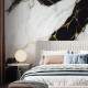 Papel de Parede IMPress�o Textura M�rmore Branco e Dourado com Detalhe Preto MP