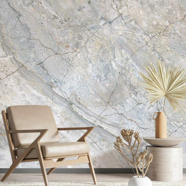 Papel de Parede IMPresso Textura Mrmore Cinza Azulado MP