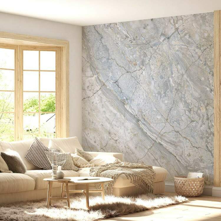 Papel de Parede IMPresso Textura Mrmore Cinza Azulado MP