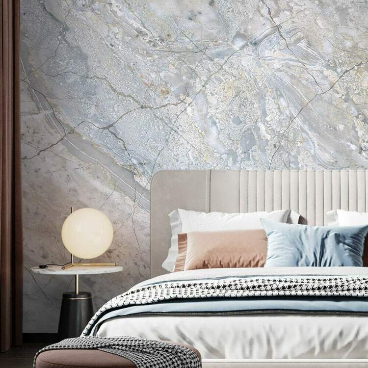 Papel de Parede IMPresso Textura Mrmore Cinza Azulado MP
