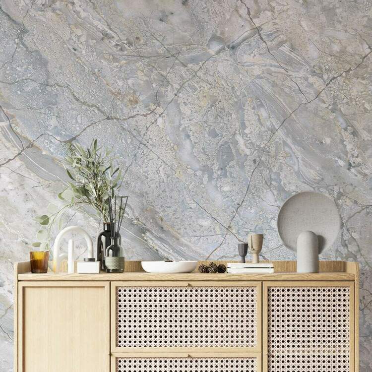 Papel de Parede IMPresso Textura Mrmore Cinza Azulado MP