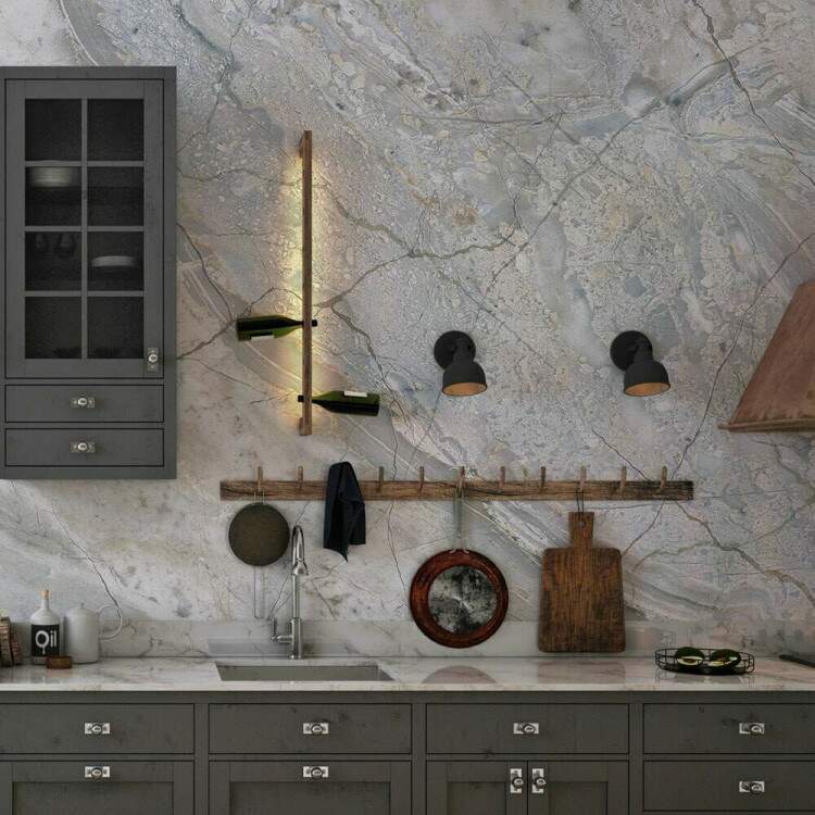 Papel de Parede IMPresso Textura Mrmore Cinza Azulado MP