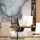 Papel de Parede IMPress�o Textura M�rmore Dourado e Lil�s MP