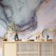Papel de Parede IMPress�o Textura M�rmore Dourado e Lil�s MP