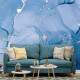 Papel de Parede IMPress�o Textura M�rmore Azul e Prata MP