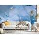 Papel de Parede IMPress�o Textura M�rmore Azul e Prata MP