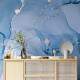 Papel de Parede IMPress�o Textura M�rmore Azul e Prata MP