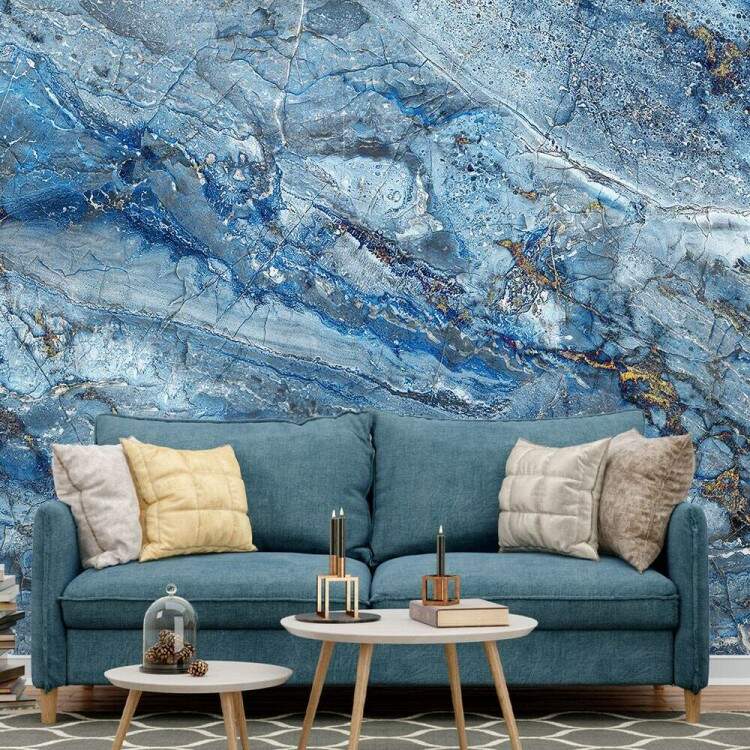 Papel de Parede IMPresso Textura Mrmore Tons de Azul MP