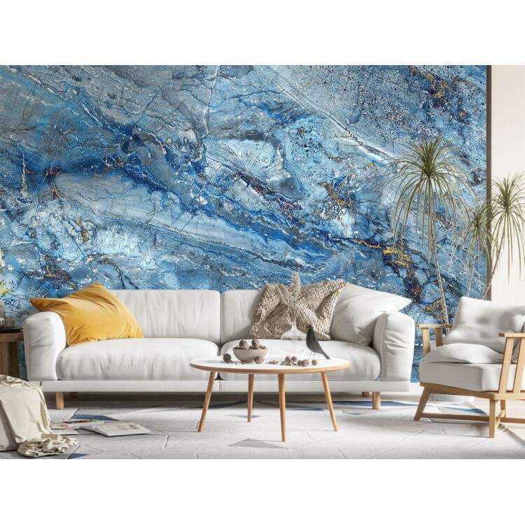 Papel de Parede IMPresso Textura Mrmore Tons de Azul MP