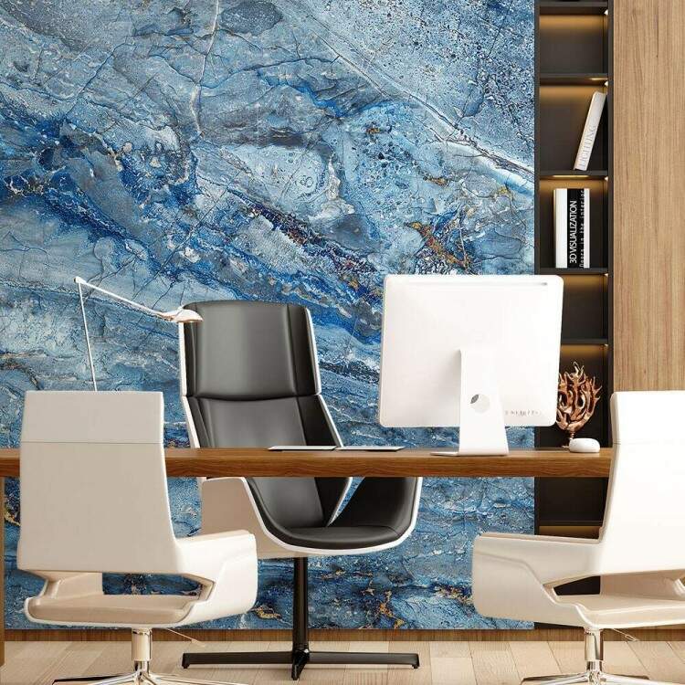 Papel de Parede IMPresso Textura Mrmore Tons de Azul MP