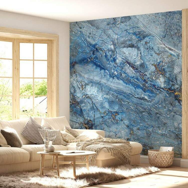 Papel de Parede IMPresso Textura Mrmore Tons de Azul MP