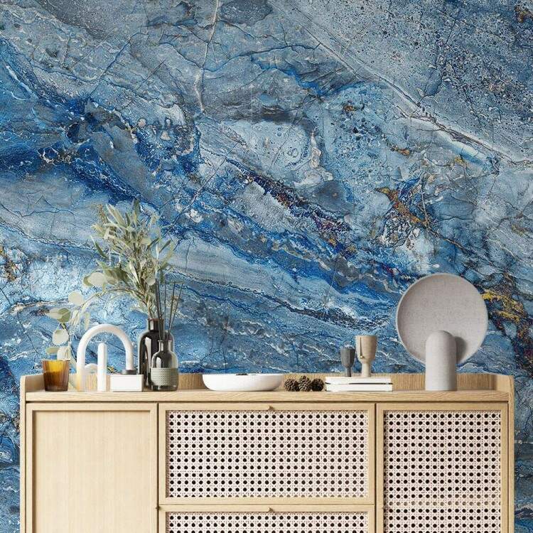 Papel de Parede IMPresso Textura Mrmore Tons de Azul MP