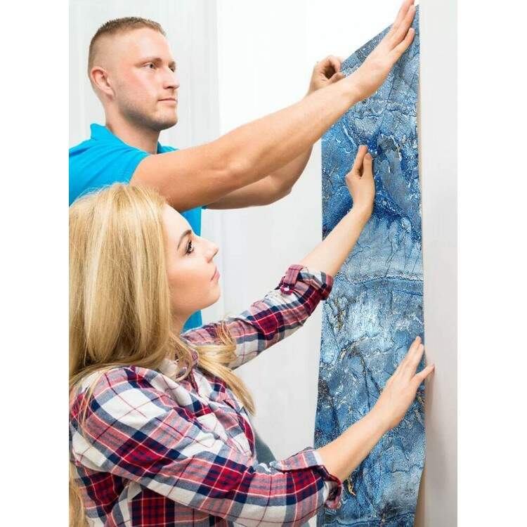 Papel de Parede IMPresso Textura Mrmore Tons de Azul MP
