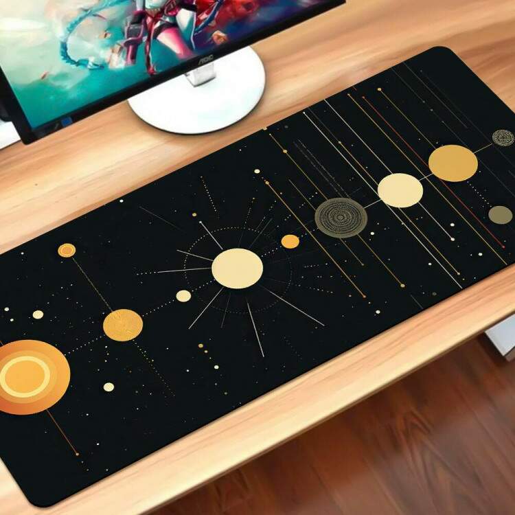 Mouse Pad 70x30cm Espacial Abstrato Planetas