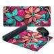 Mouse Pad 70x30cm Flores Rosa e Verde-�gua
