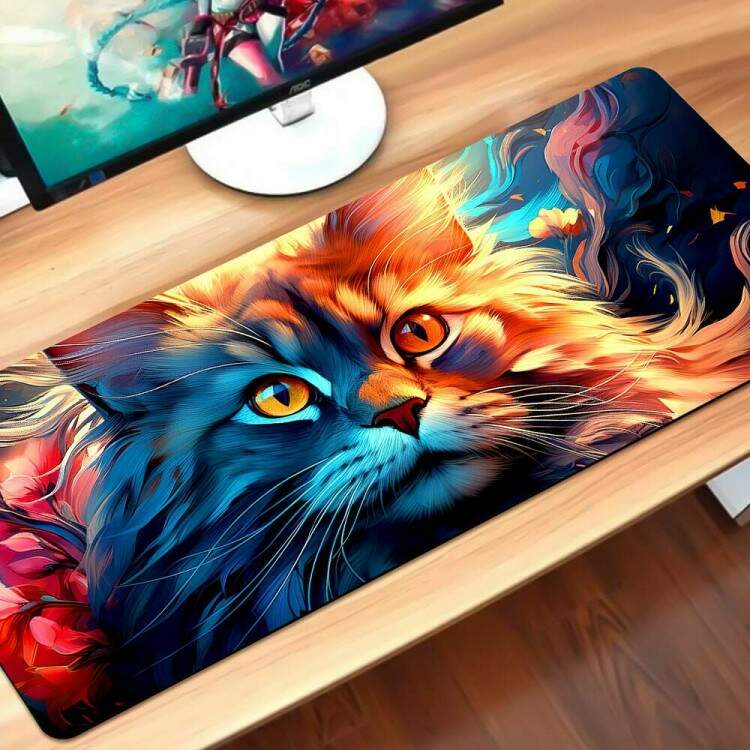 Mouse Pad 70x30cm Animais Gato Colorido