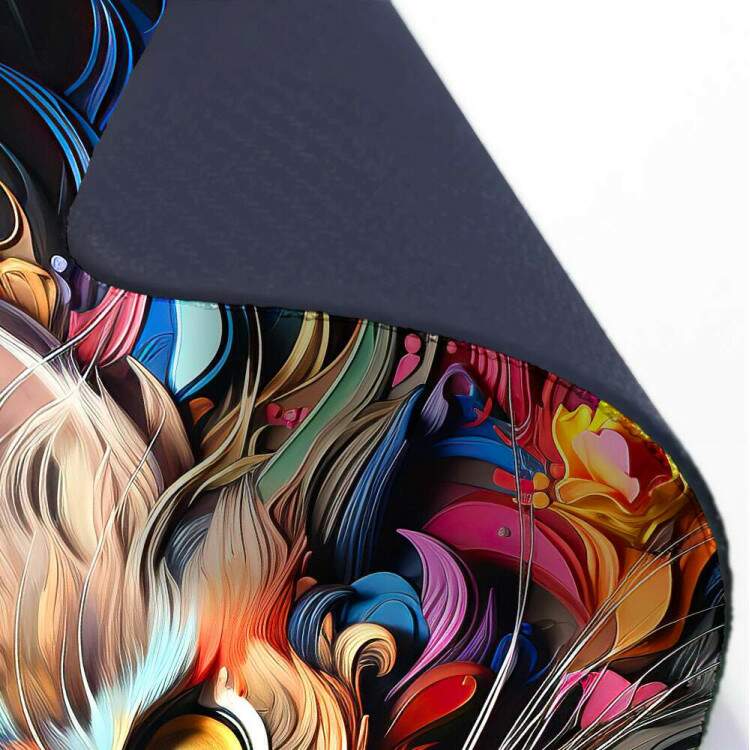 Mouse Pad 70x30cm Animais Gato Colorido Estilo Abstrato