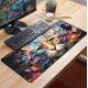 Mouse Pad 70x30cm Animais Gato Colorido Estilo Abstrato