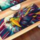 Mouse Pad 70x30cm Animais Gavi�o Colorido Estilo Abstrato