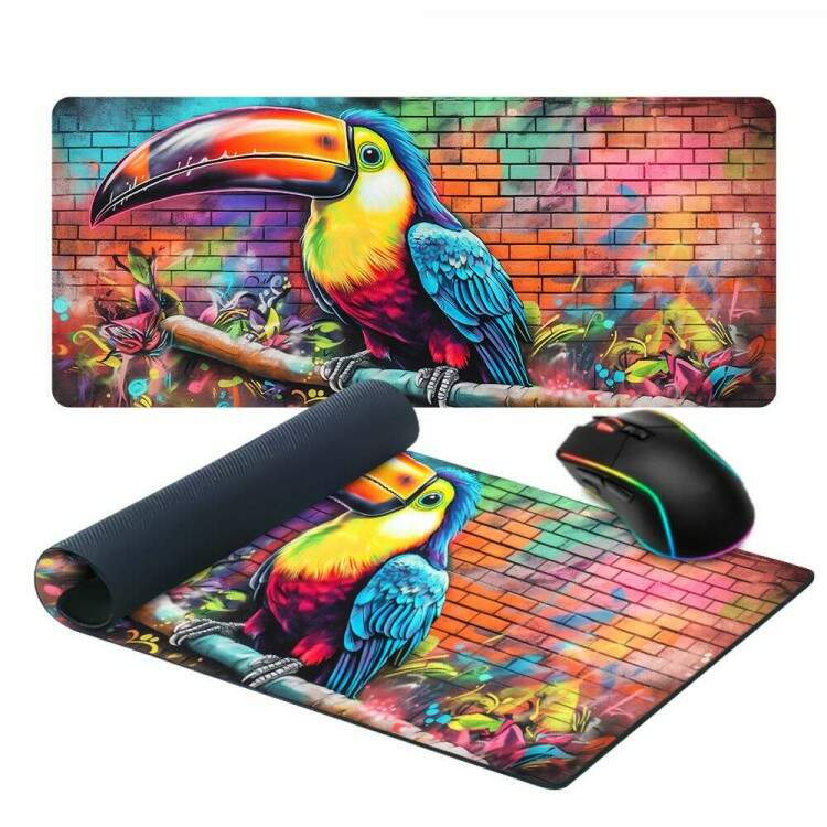 Mouse Pad 70x30cm Animais Graffite de Pssaro em Muro