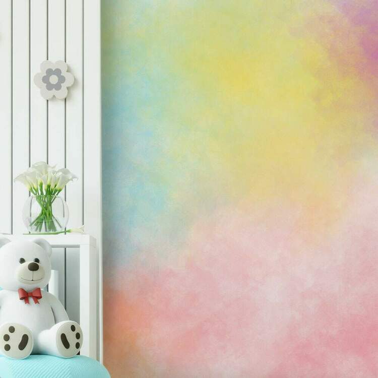 Papel de Parede Estilo Aquarela Azul, Rosa e Amarelo MP