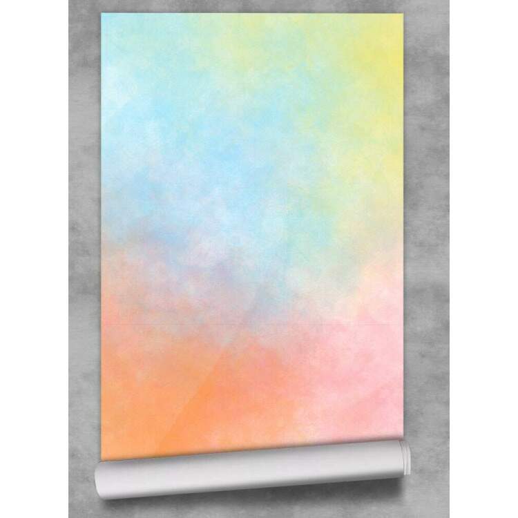 Papel de Parede Estilo Aquarela Azul, Rosa e Amarelo MP