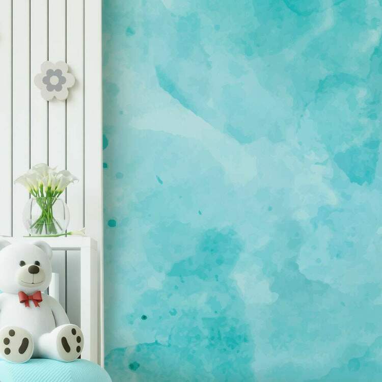Papel de Parede Estilo Aquarela Verde-gua Intenso MP