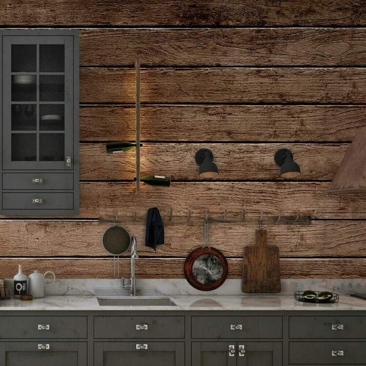 Papel de Parede Estilo Madeira Ripado Horizontal MP