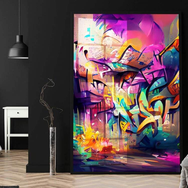 Quadro Decorativo Abstrato Graffite com Cores Vibrantes