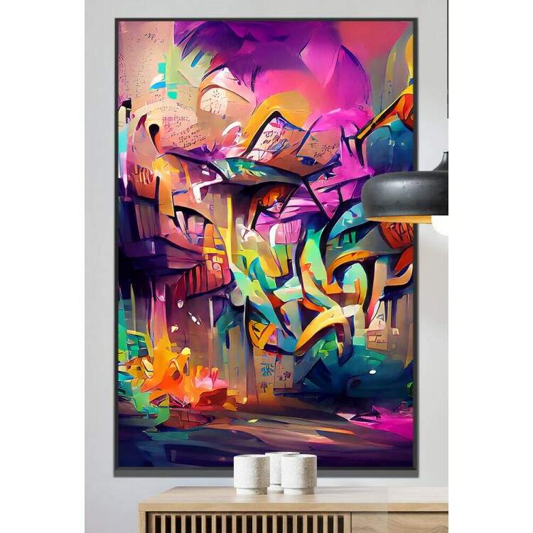 Quadro Decorativo Abstrato Graffite com Cores Vibrantes