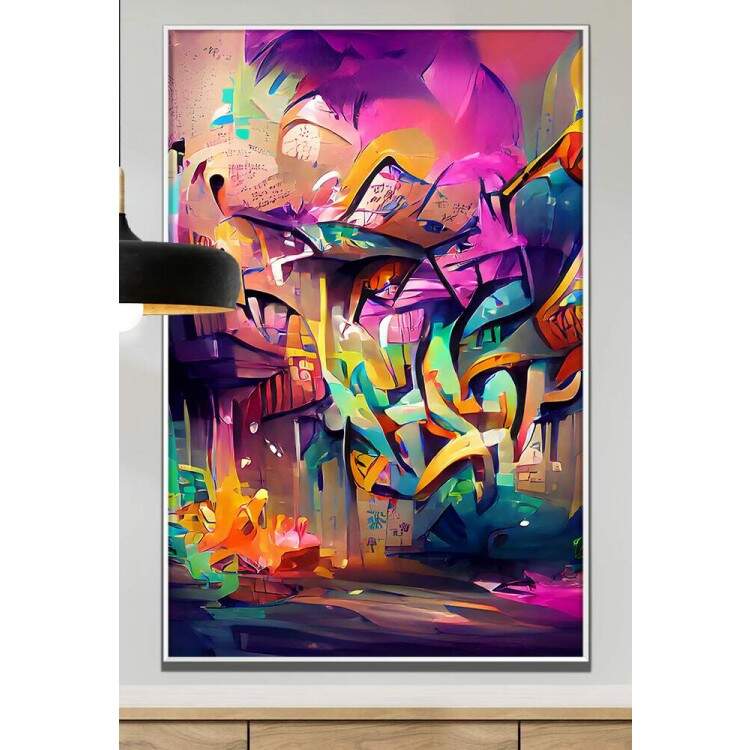 Quadro Decorativo Abstrato Graffite com Cores Vibrantes