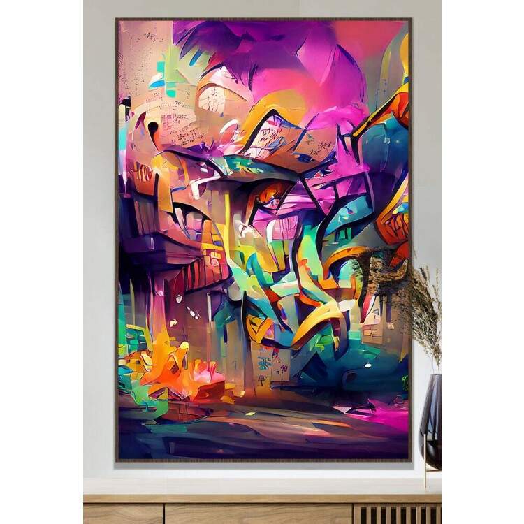 Quadro Decorativo Abstrato Graffite com Cores Vibrantes