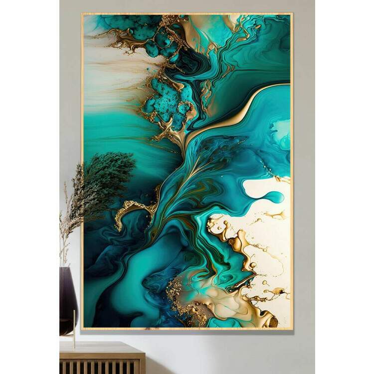 Quadro Decorativo Abstrato Mrmore Verde-Turqueza