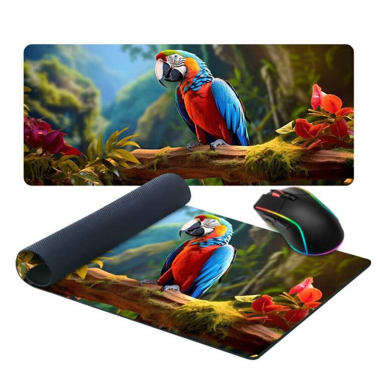 Mouse Pad 70x30cm Arara em Paisagem Esbelta Iluminada