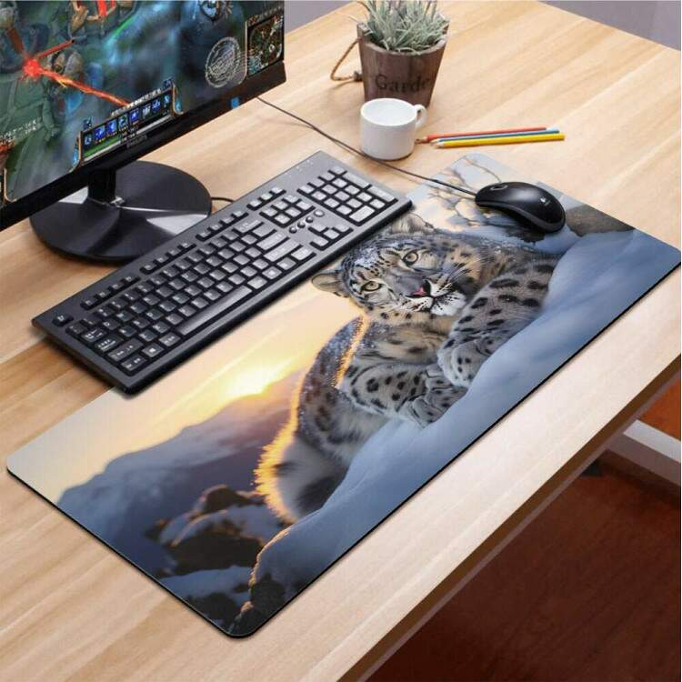 Mouse Pad 70x30cm Leopardo no Gelo