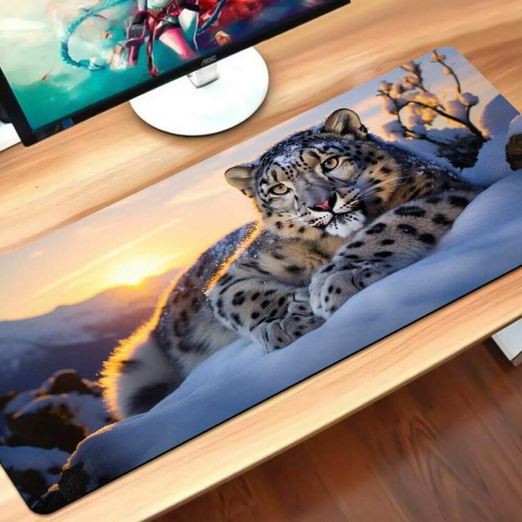 Mouse Pad 70x30cm Leopardo no Gelo