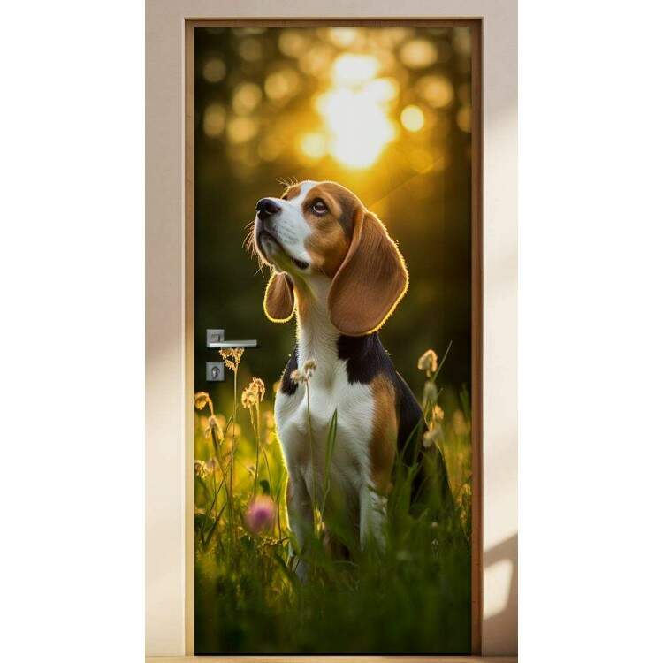 Adesivo de Porta Cachorro Beagle Observando Paisagem