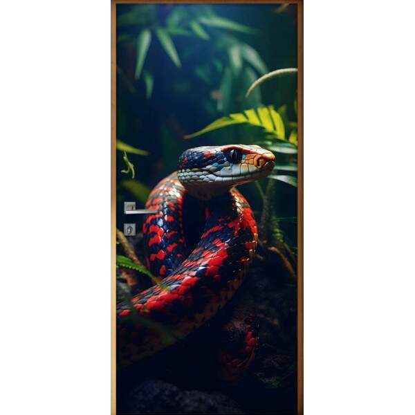 Adesivo de Porta Cobra Coral em Floresta