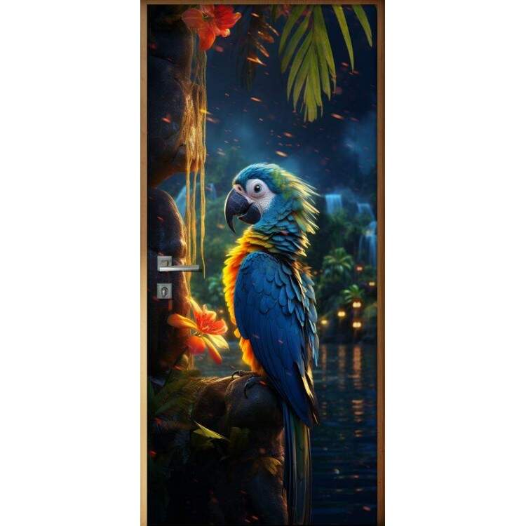 Adesivo de Porta Pssaro em Ilha Tropical