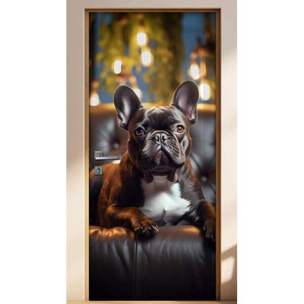 Adesivo de Porta Cachorro Bulldog em Sof Luxuoso
