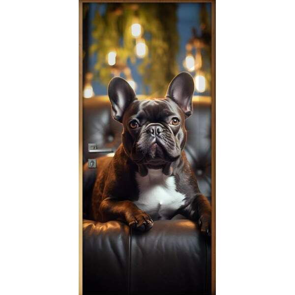 Adesivo de Porta Cachorro Bulldog em Sof Luxuoso
