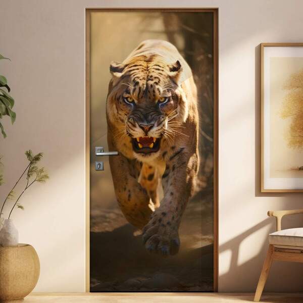 Adesivo de Porta Smilodon Espreitando uma Presa