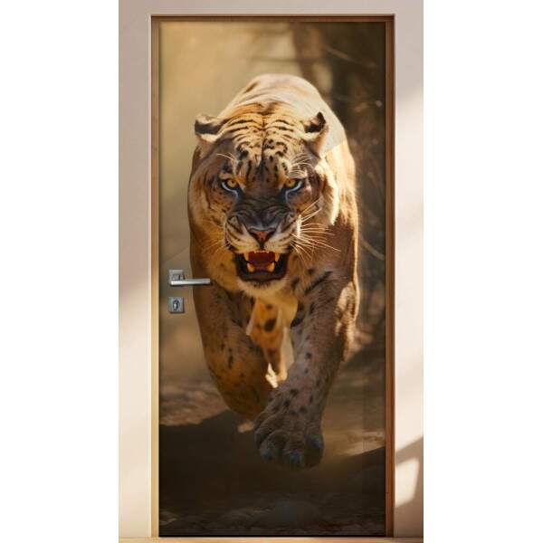 Adesivo de Porta Smilodon Espreitando uma Presa