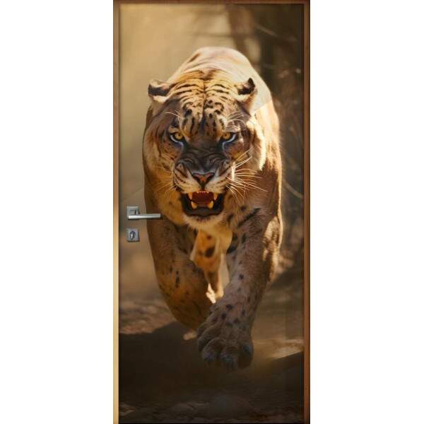 Adesivo de Porta Smilodon Espreitando uma Presa