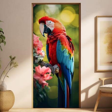 Adesivo de Porta Arara com Cores Vibrantes e Flores