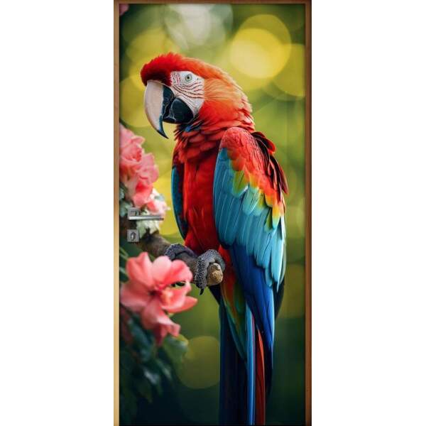 Adesivo de Porta Arara com Cores Vibrantes e Flores