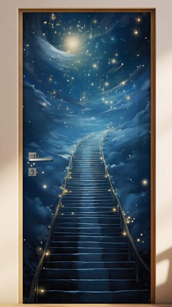 Adesivo de Porta Ponte Levando Rumo ao C�u Estrelado