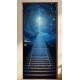 Adesivo de Porta Escada Levando Rumo ao C�u Estrelado
