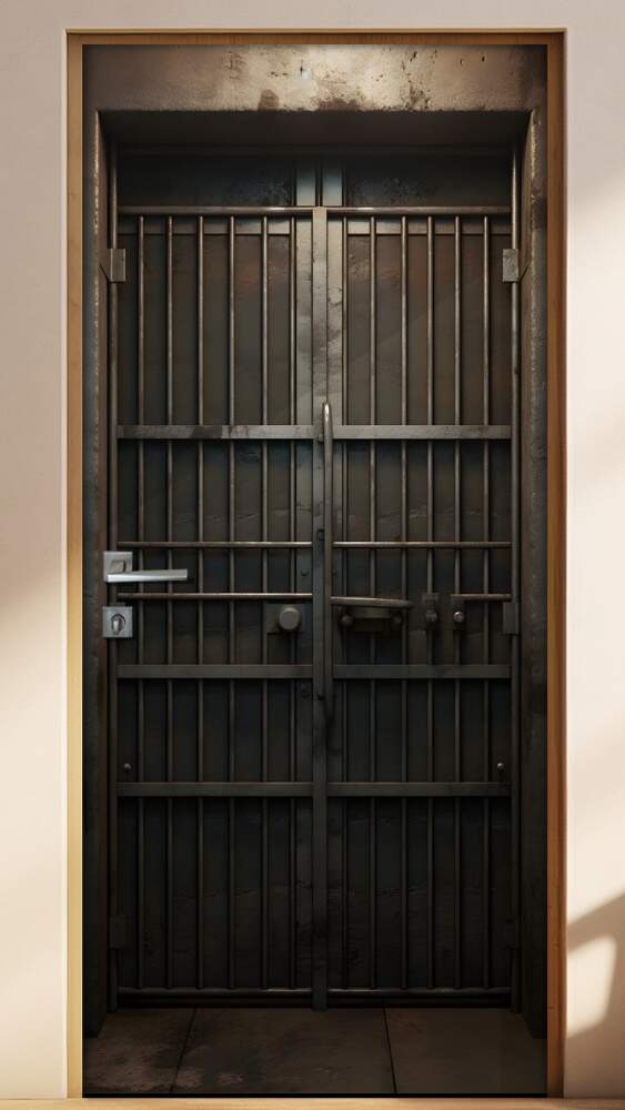 Adesivo de Porta Estilo Grades de Cela em Pris�o